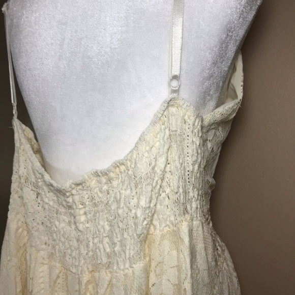 PZEOB Boho Cream Lace Midi Festival Summer Dress Vtg 70s Ins Womens Size NO TAG - Picture 15 of 16